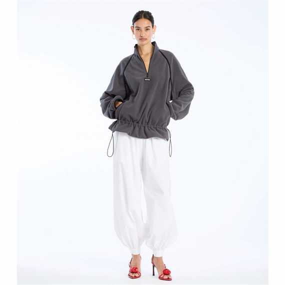   Rotate Fleece Half Zip Jakke, Gray Pinstripe